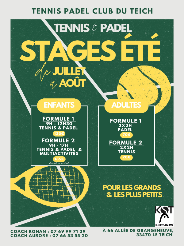 Stage d'été Tennis Padel • Animations locales