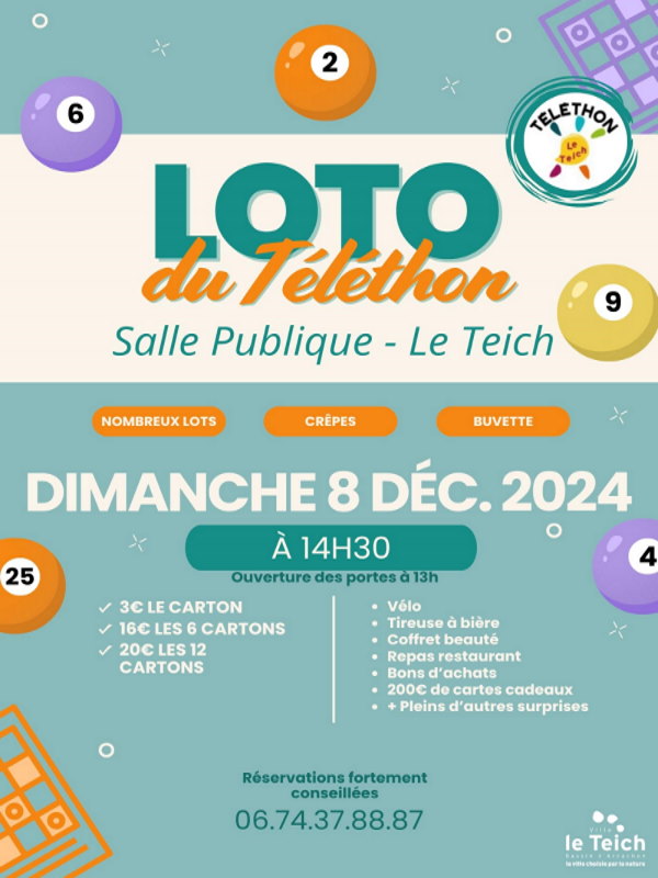 Loto du Téléthon - Agenda Animation et fête locale du Teich