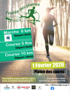 Foulées des Plaines 2026. - Agenda Sports et loisirs Office de Tourisme Le Teich